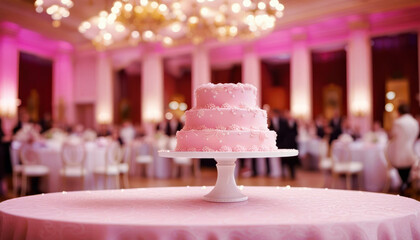 Beautiful wedding cake on a table with copy space
