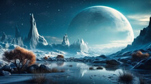 The Landscape Of Planets With Snow Falling On It