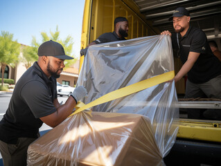 Movers Placing Items into a Moving Truck