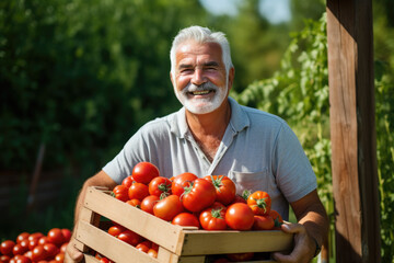 Canvas Print - Mann mit Tomatenkiste