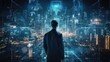 © Damian Sobczyk - Visualize a skilled cyberpunk hacker operating within a futuristic landscape, surrounded by holographic interfaces, intricate code, and immersive virtual reality components