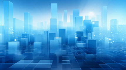 Bright blue business background inspiring city presentation. Generative AI