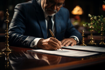 Wall Mural - man signing the documents in business office