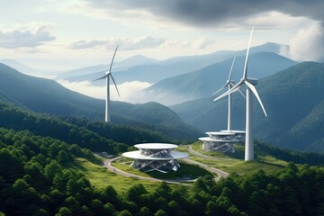 Futuristic environmentally friendly power plant of the future