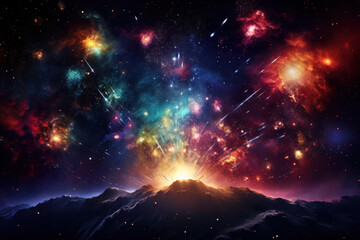 Wall Mural - fireworks in space, abstract art