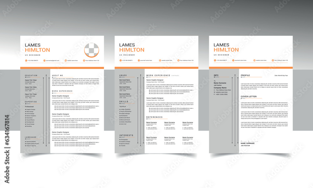 Professional CV resume template design and letterhead / cover letter ...