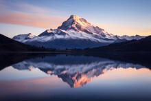 Mountain Lake Reflection At Sunset