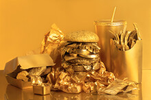 Street Food In A Gold Colored Packaging