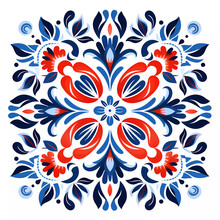 Floral Pattern In Russian Style. Painting On A White Background. Ai Generated