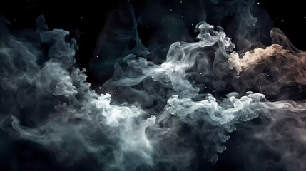 Wall Mural - deep space, smoke, stars and galaxies. on a dark background.. generative ai technology.