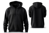 Fototapeta  - Blank black male hoodie sweatshirt long sleeve template. Mockup. Generative AI