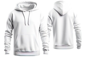 Blank white male hoodie sweatshirt long sleeve template. Generative AI