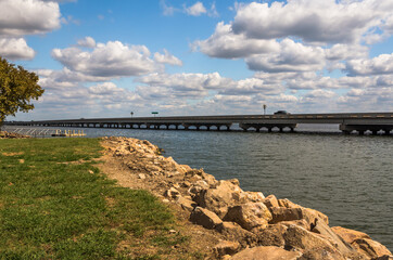 Wall Mural - Two miles bridge over the Tawakoni Lake in Texas