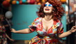 A Body Positive Woman Dancing in Colorful Sundress: A stunning portrait of a plus-size woman who is proud of her body, dancing in a colorful sundress.