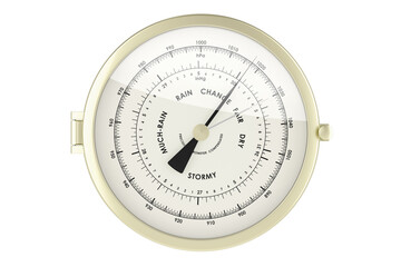 Barometer, front view. 3D rendering isolated on transparent background