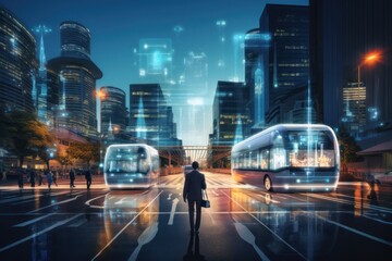 Image of future essence of urban innovation, highlighting how smart technologies enhance the efficiency and sustainability of a city's transportation systems