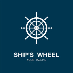 Ship wheel logo vector illustration design