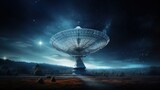 Fototapeta  - A massive radio telescope dish, capturing signals from distant galaxies. Generative AI