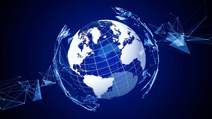 Poster - Global communication network concept. Digital transformation. DX.