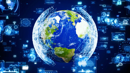 Aufkleber - Global communication network concept. Digital transformation.