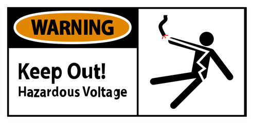 Wall Mural - Warning Sign Keep Out! Hazardous Voltage