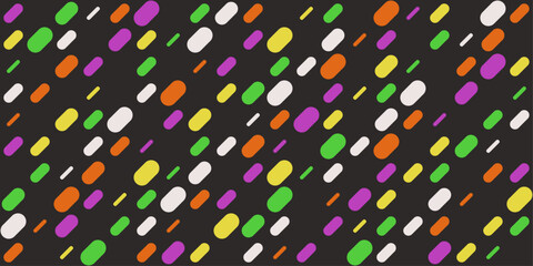 Poster - Rounded shapes of different colors are placed diagonally on a black background. Pattern for textile, pillow, cloth, background, packaging, notepad, cup, wallpaper.