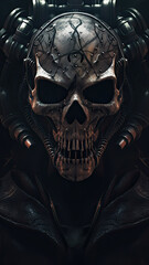 Wall Mural - dark steel skull - generative ai