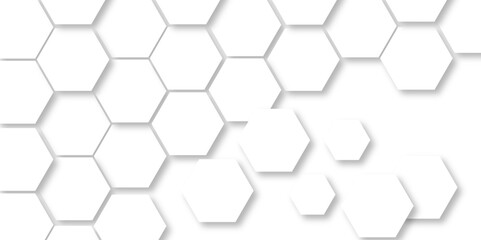 Seamless pattern of hexagons background technology with hexagons. 3d Hexagonal structure futuristic white background and Embossed Hexagon , honeycomb white Background ,light and shadow ,Vector.