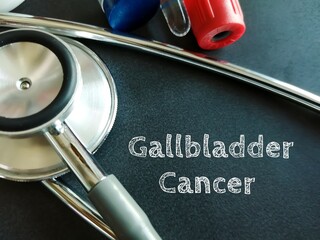 Sticker - Concept for Gallbladder Cancer on black background with medical equipment's.