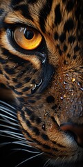 Wall Mural - leopard - closeup macro shot created using generative AI tools