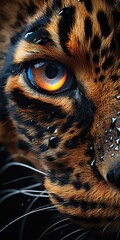 Wall Mural - leopard - closeup macro shot created using generative AI tools