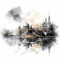 Wall Mural - Mosque Water Color