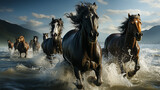 Fototapeta Konie - horses on the beach