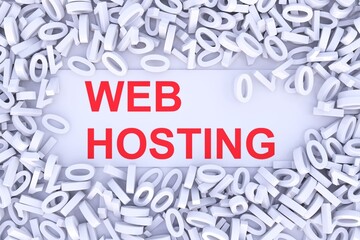 WEB HOSTING concept scattered binary code 3D illustration