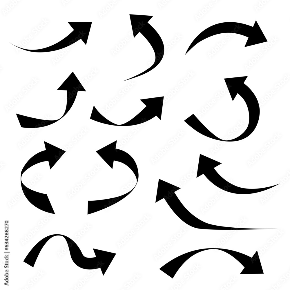 Set of arrow icon black vector illustration Stock Vector | Adobe Stock