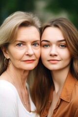 Sticker - portrait of a loving mother and daughter standing together outside