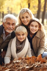 Wall Mural - portrait of a happy family spending time together outdoors