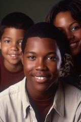 Sticker - portrait of an african american boy surrounded by his family