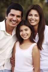 Wall Mural - portrait of a happy family standing together outside