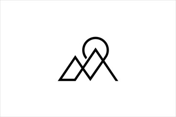 Wall Mural - Mountain logo design with continuous line design style