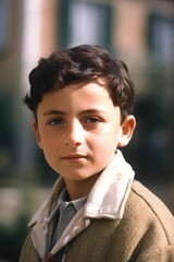 Wall Mural - portrait of a young italian boy outside