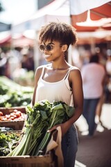 Wall Mural - shot of a young woman shopping at a farmers market