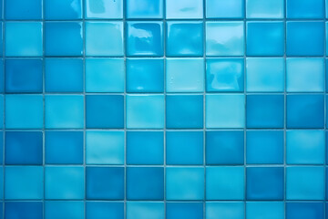 Wall Mural - Blue tile wall chequered background bathroom floor texture