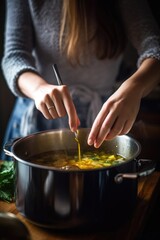 Canvas Print - cropped shot of a young woman stirring food in a pot