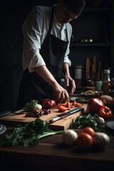 Poster - cropped shot of a man preparing his dinner in the kitchen