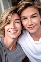 Sticker - cropped shot of a mother and her son taking selfies together