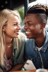 Sticker - shot of a young couple sharing an moment on their first date