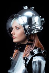 Canvas Print - studio shot of a young woman wearing a futuristic outfit