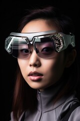 Wall Mural - shot of a young woman wearing futuristic glasses