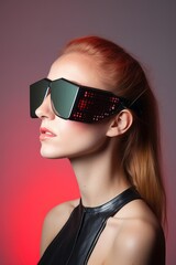 Canvas Print - studio shot of a young woman wearing futuristic sunglasses